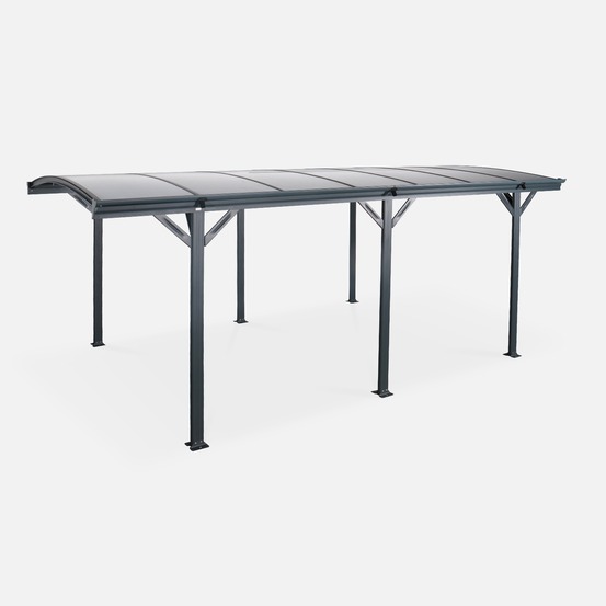 Carport de 15m² en aluminium anthracite et polycarbonate - le mans 5x3m - abri de voiture 500 x 300 x 220 cm
