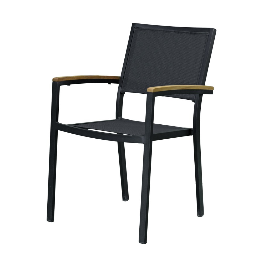 Fauteuil aluminium et textilène noir casablanca
