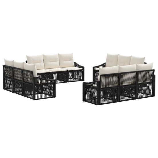 Ensemble de canapé de jardin 12 pc noir polyrotin