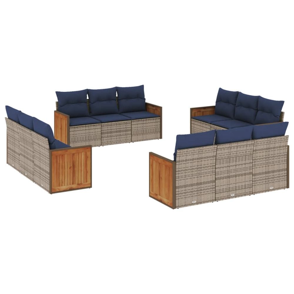 Ensemble de canapé de jardin 12 pcs avec coussins gris