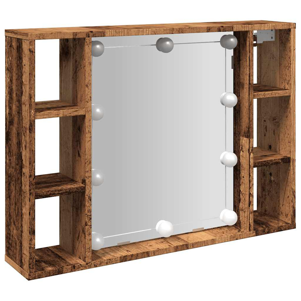 Armoire à miroir et led vieux bois 76x15x55cm bois d'ingénierie
