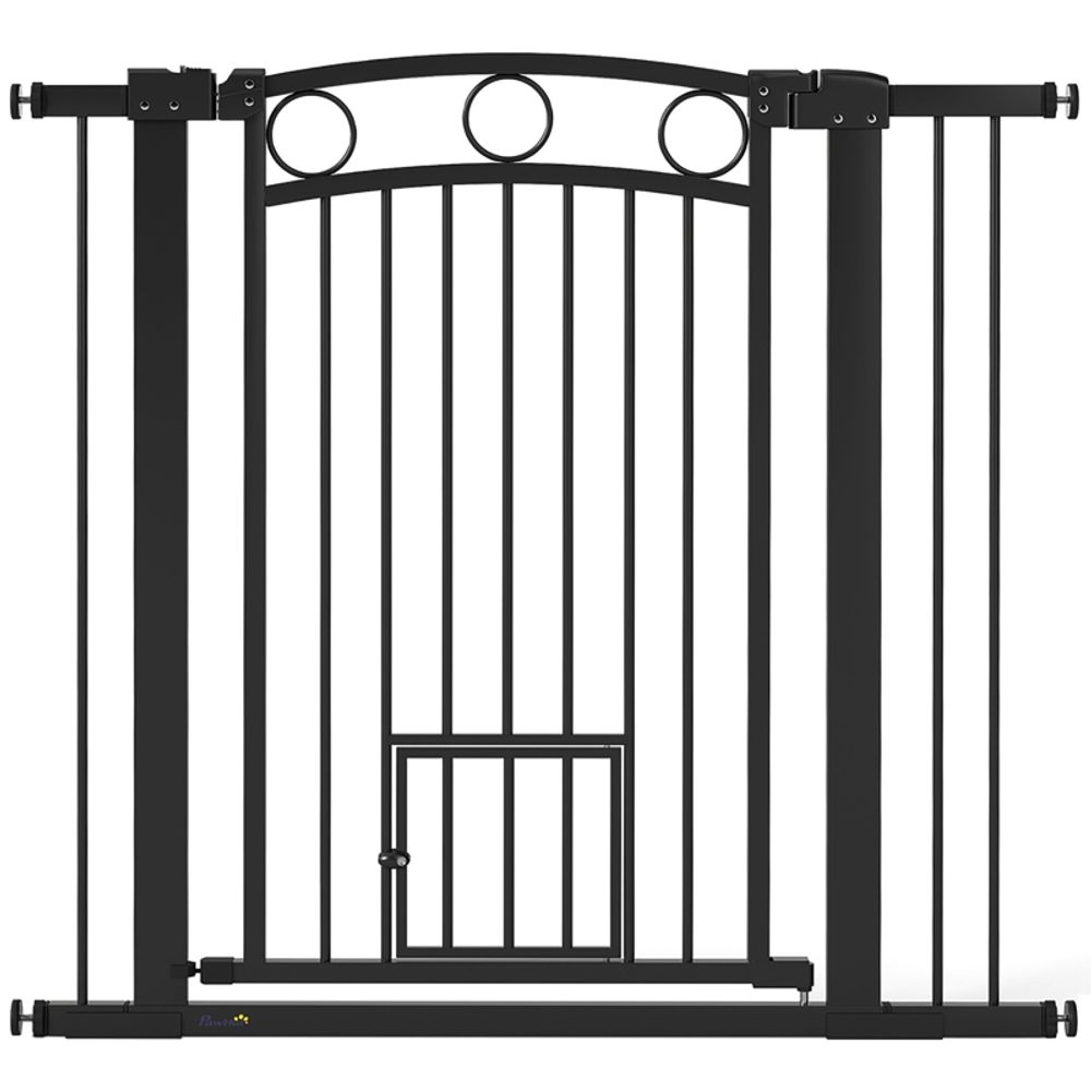 Barrière de sécurité haute 96cm extensible avec chatière pour escalier et porte noir – comfortxl outdoor living