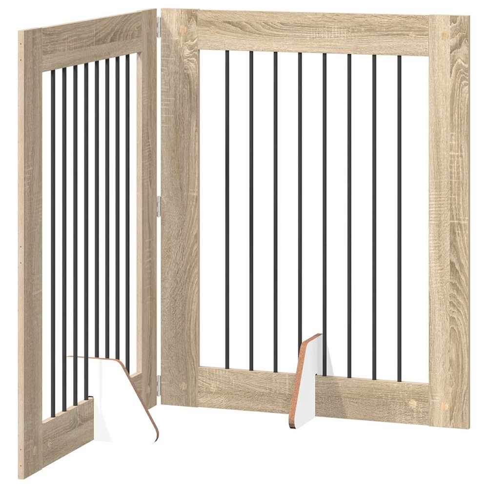 Porte de chien pliable avec supports 2 pc chêne sonoma 160,5 cm