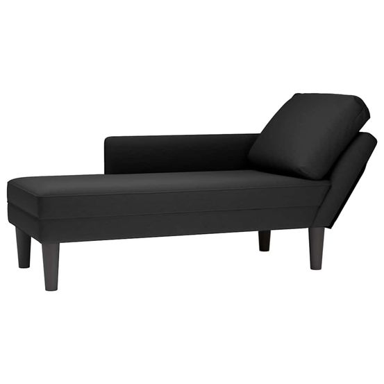 Fauteuil long avec coussin et accoudoir droit noir velours