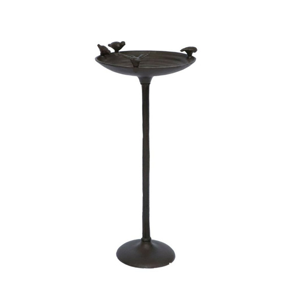 Mangeoire à oiseaux sur pied abreuvoir fonte marron 57.5cm