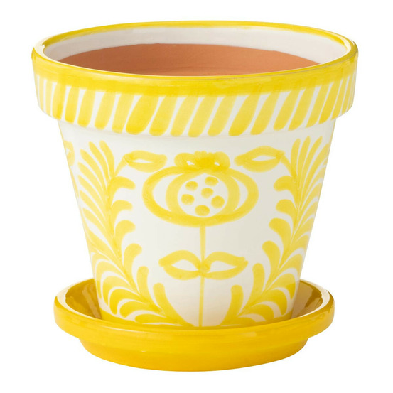 Pot avec soucoupe en céramique