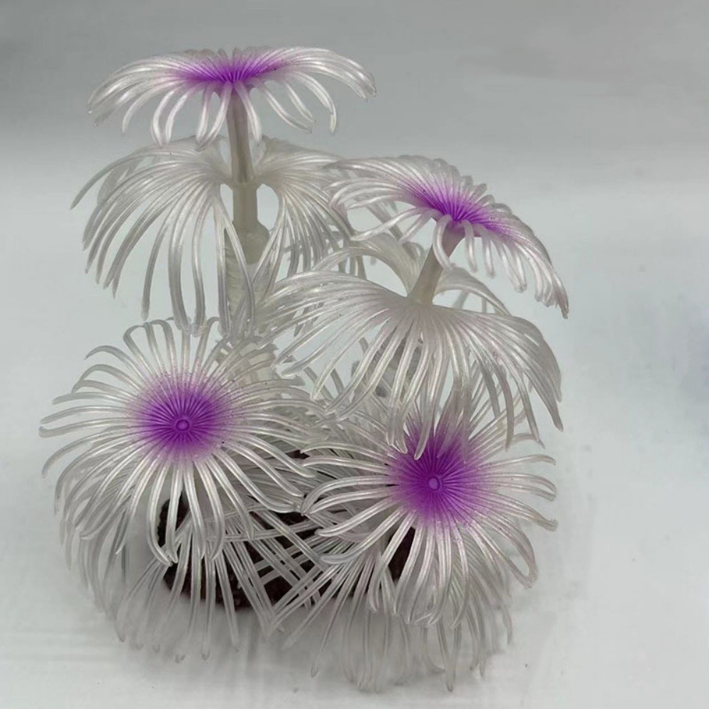 Décoration en corail doux simulé en silicone écologique pour aquarium blanc
