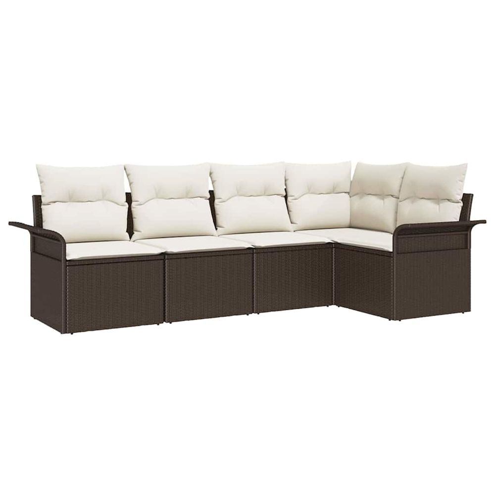 Ensemble de canapé de jardin 5 pc marron polyrotin