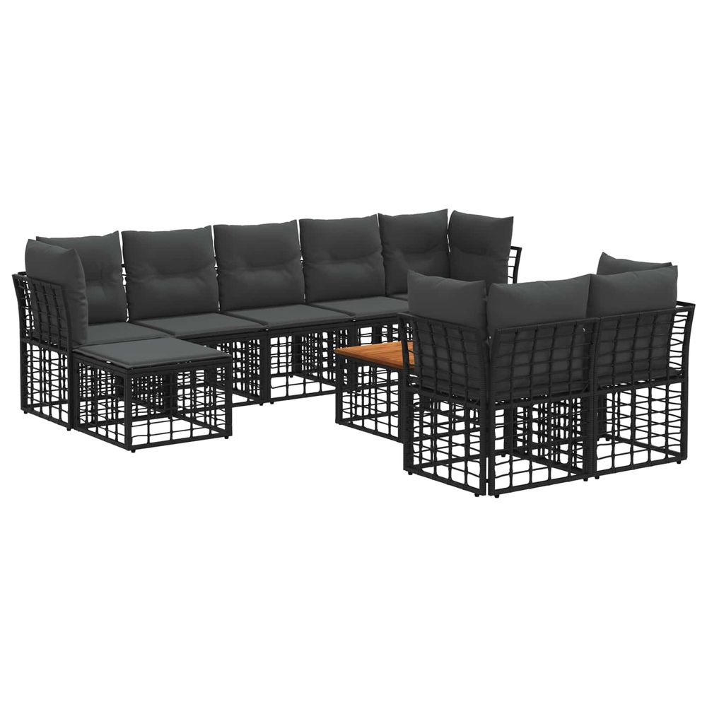 Ensemble de canapés d'extérieur 10 pc noir et gris foncé