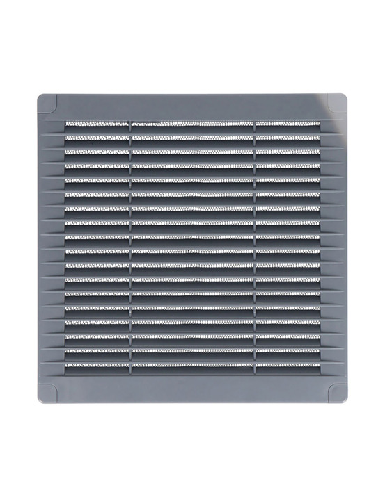 2 grille d'aération carrée avec bouchons et moustiquaire 150x150x7mm abs gris