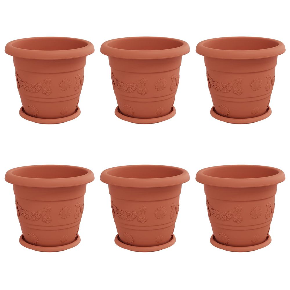 Pots de plantes 6 pc rouge brique ø 30 x 25 cm plastique