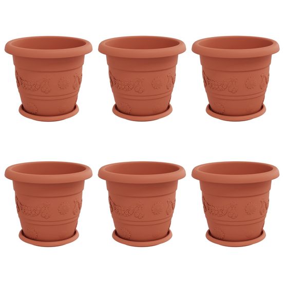 Pots de plantes 6 pc rouge brique ø 30 x 25 cm plastique
