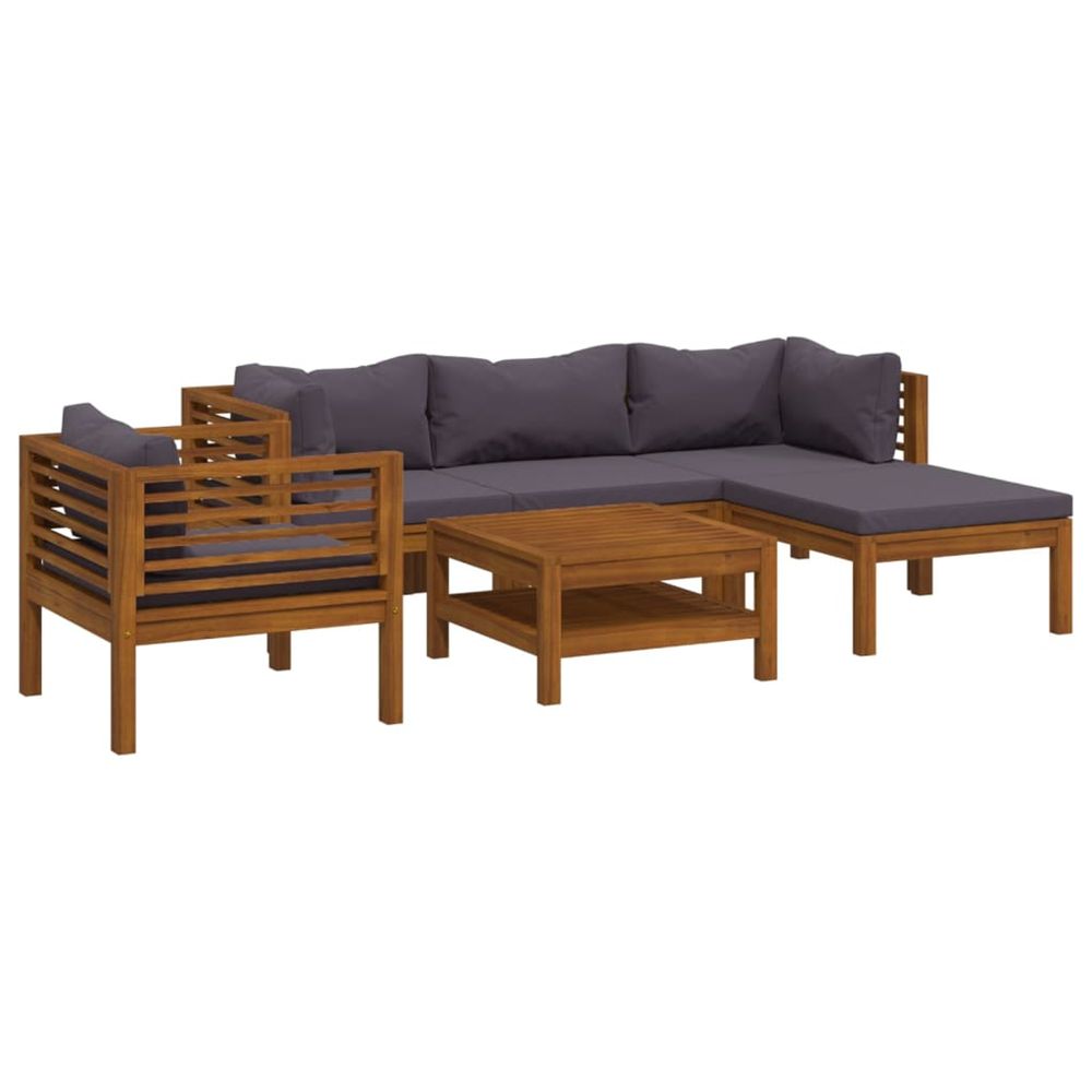 Salon de jardin 6 pcs avec coussin bois d'acacia solide
