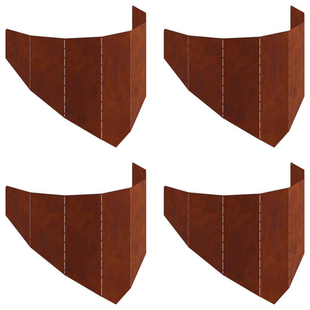 Bordure de pelouse 4 pc 100 x 45 cm acier rouillé