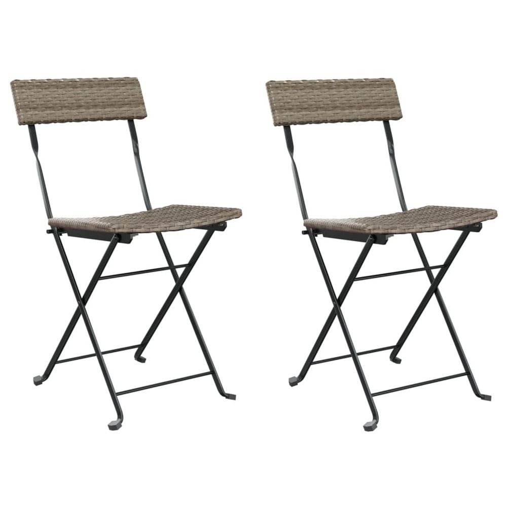Chaises pliantes (lot de 2) en polyrotin gris et acier