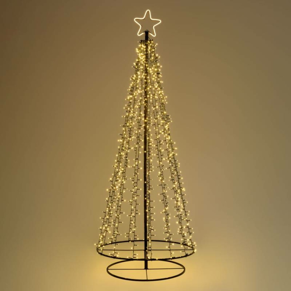Sapin de noel lumineux conique avec guirlandes blanc chaud métallique h280cm 2500 led lotti