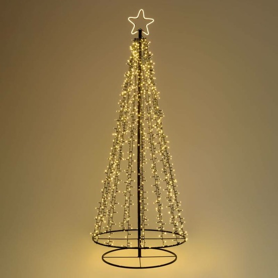 Sapin de noel lumineux conique avec guirlandes blanc chaud métallique h280cm 2500 led lotti