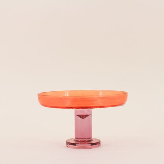 Coupe sur pied bicolore en verre taillé 17x10cm