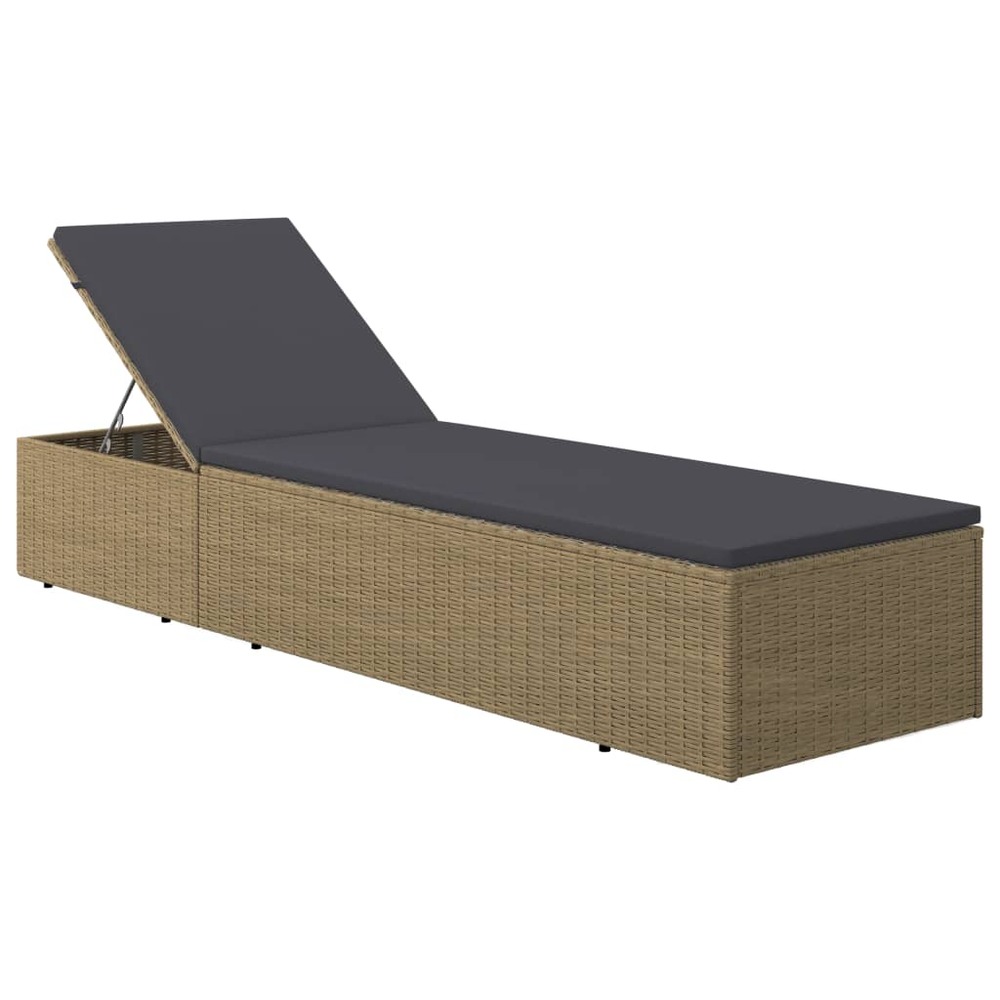 Transat chaise longue bain de soleil lit de jardin terrasse meuble d'extérieur résine tressée marron et gris foncé