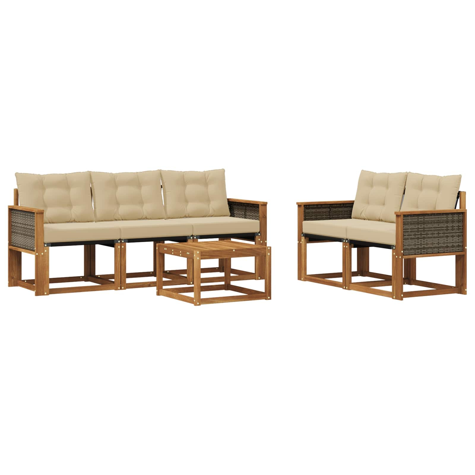 Ensemble de canapés d'extérieur 6 pcs naturel et beige