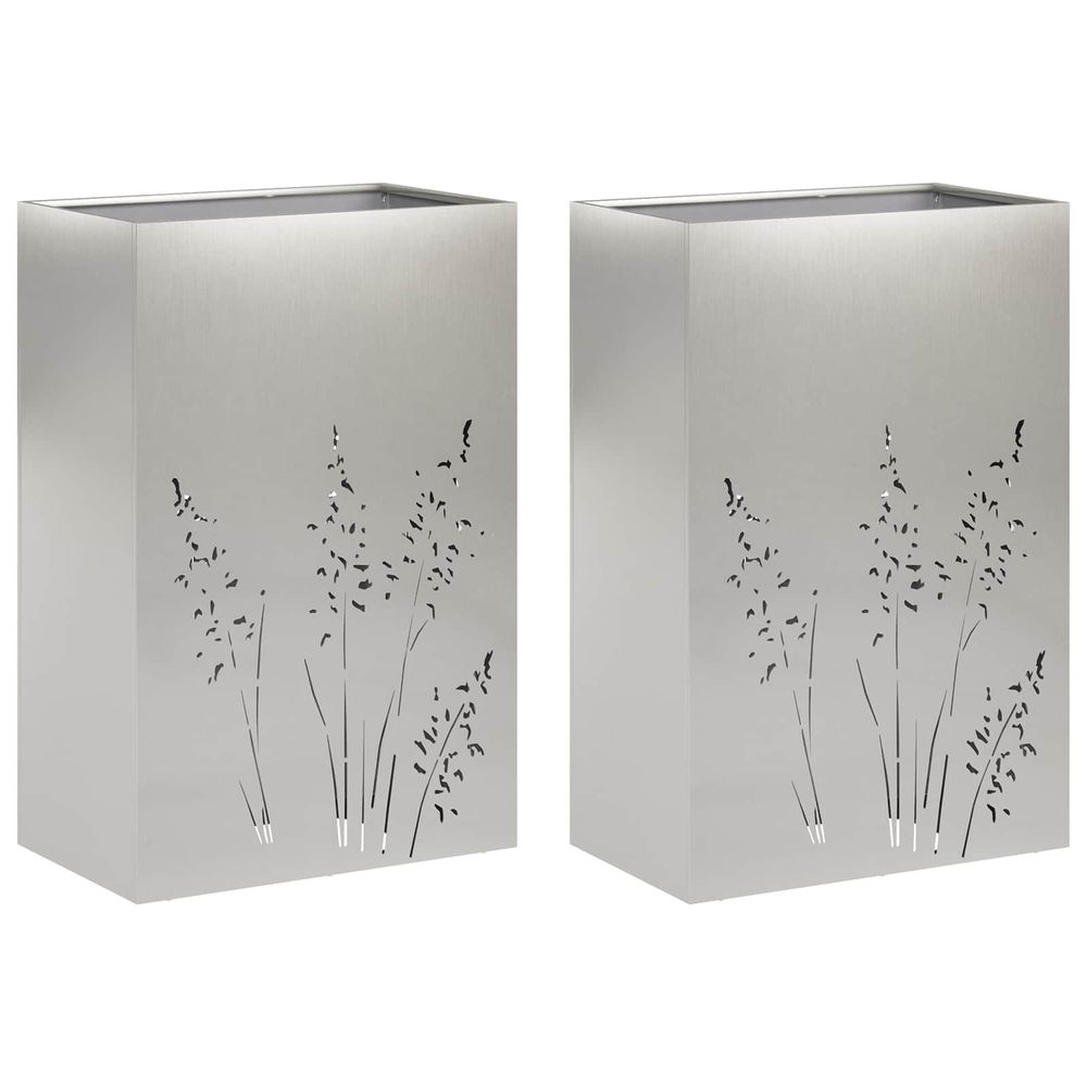 Cache-pot de jardin 2 pc argenté 50 x 30 x 75 cm