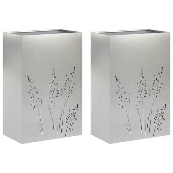 Cache-pot de jardin 2 pc argenté 50 x 30 x 75 cm