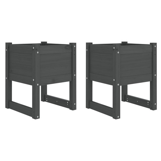 Jardinières 2 pcs gris 40x40x52,5 cm bois massif de pin