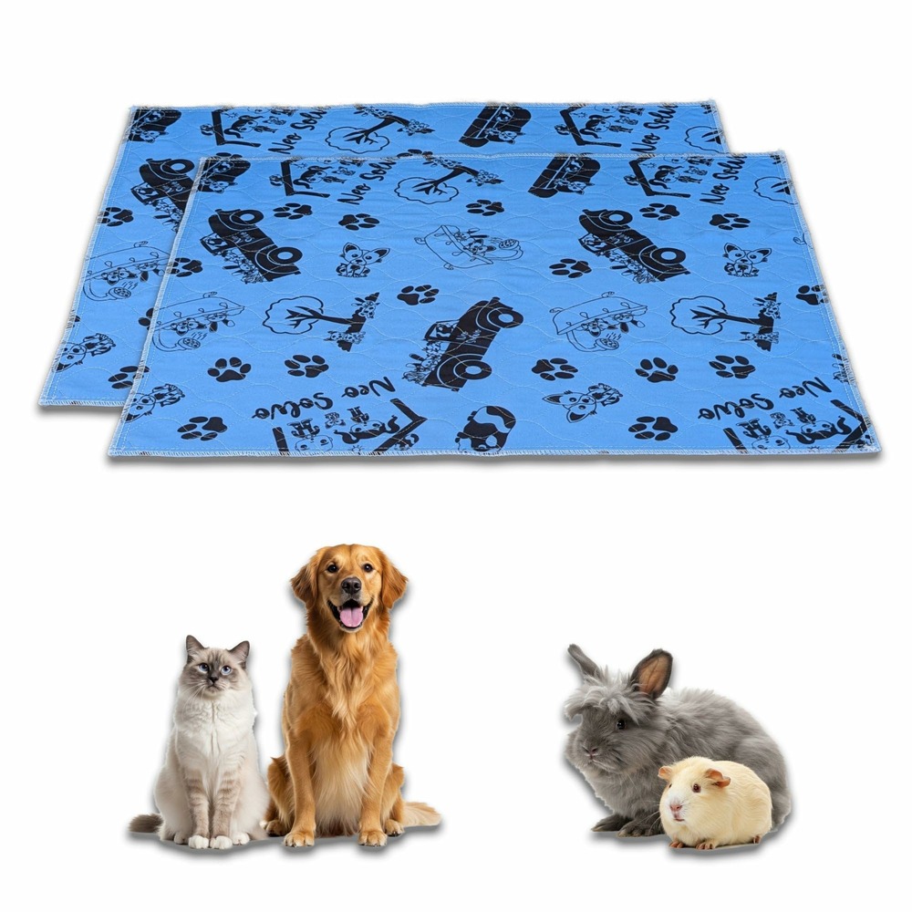 Tapis absorbant et antidérapant - lot de 2 - 70 x 35 cm - lavable en machine - pour chien, chat, lapin, cochon d'inde