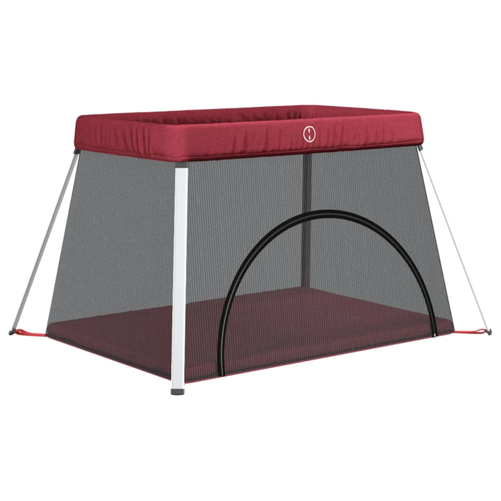 Parc pour bébé avec matelas rouge tissu de lin