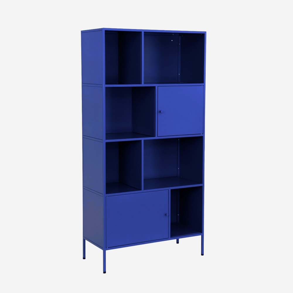 Buffet, meuble de rangement industriel métal 8 compartiments, l 80 x p 35 x h 160.5cm - oklahoma