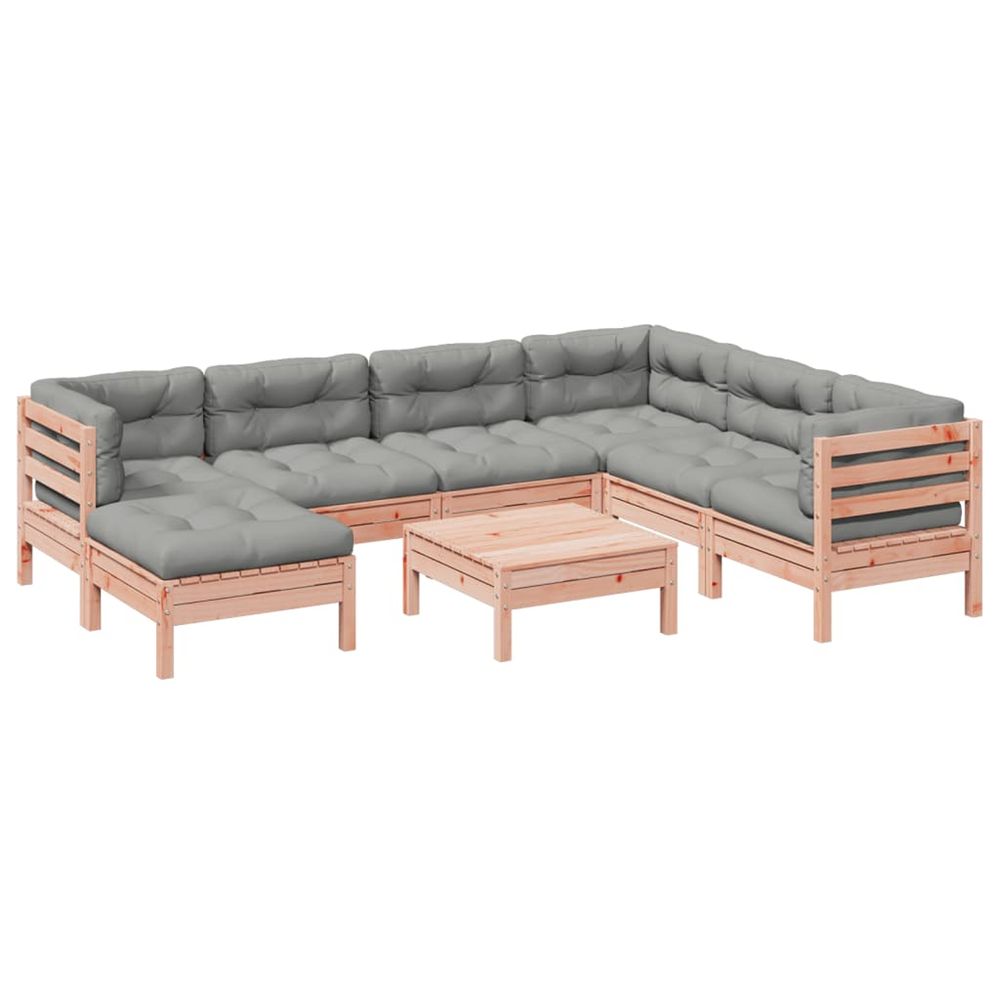 Salon de jardin 8 pcs avec coussins sapin douglas solide