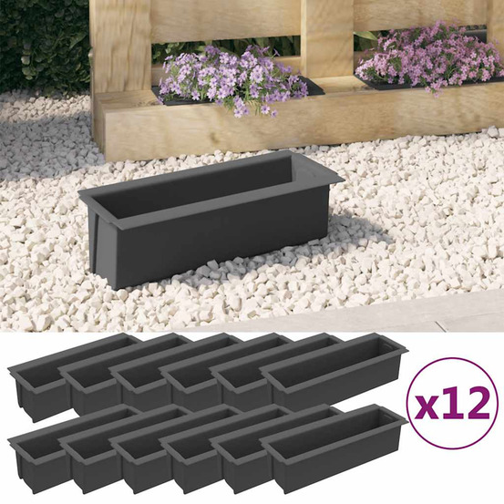 Boîtes à fleurs pour palettes euro 12 pcs gris 36x13,5x9,5cm pp