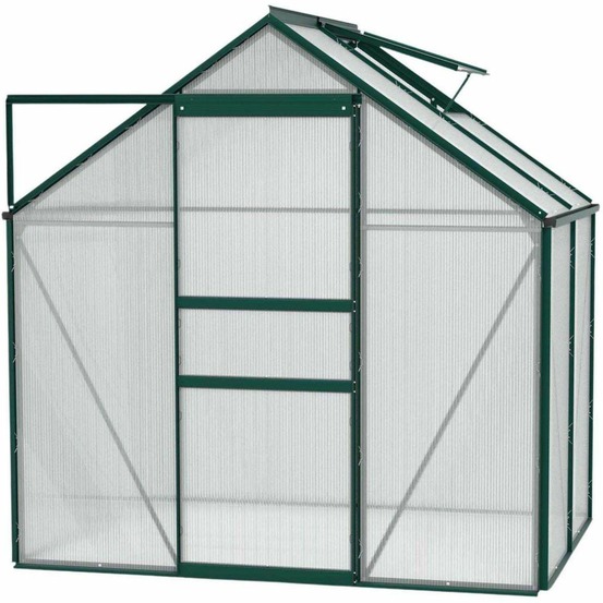 Serre de jardin en polycarbonate 4 mm et aluminium vert émeraude venus longueur
