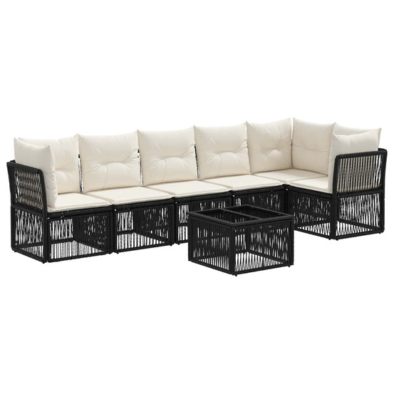 Ensemble de canapé de jardin 7 pcs noir polyrotin