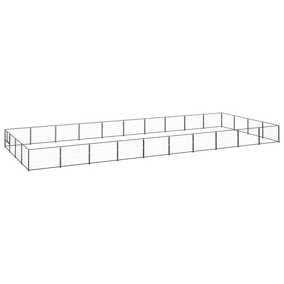 Chenil extérieur cage enclos parc animaux chien noir 40 m² acier