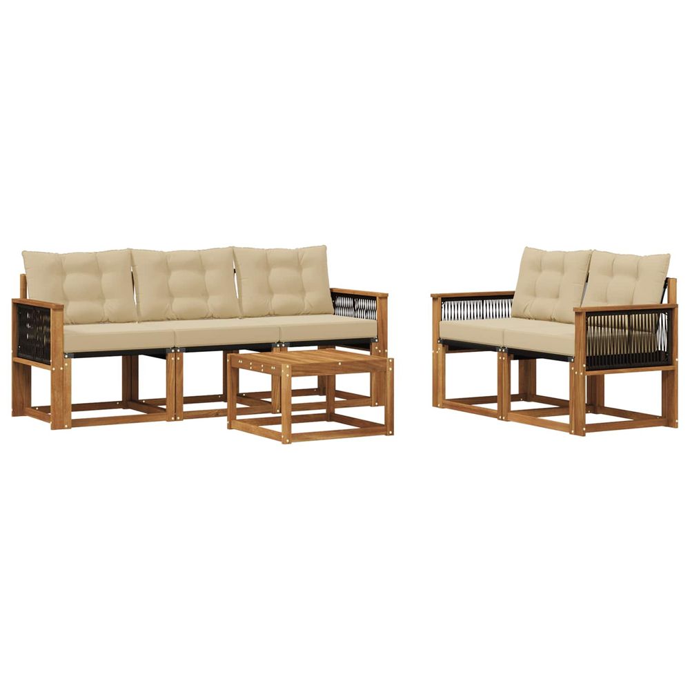 Ensemble de canapés d'extérieur 6 pc naturel et beige