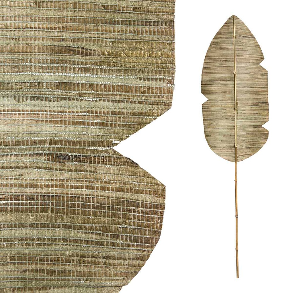 Ptmd fleur séchée en bambou en acier de palmier - 31 x 1 x 190 cm - or