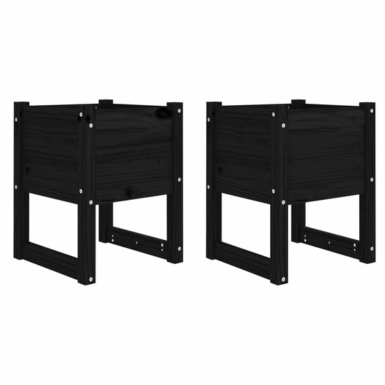 Jardinières 2 pcs noir 40x40x52,5 cm bois massif de pin