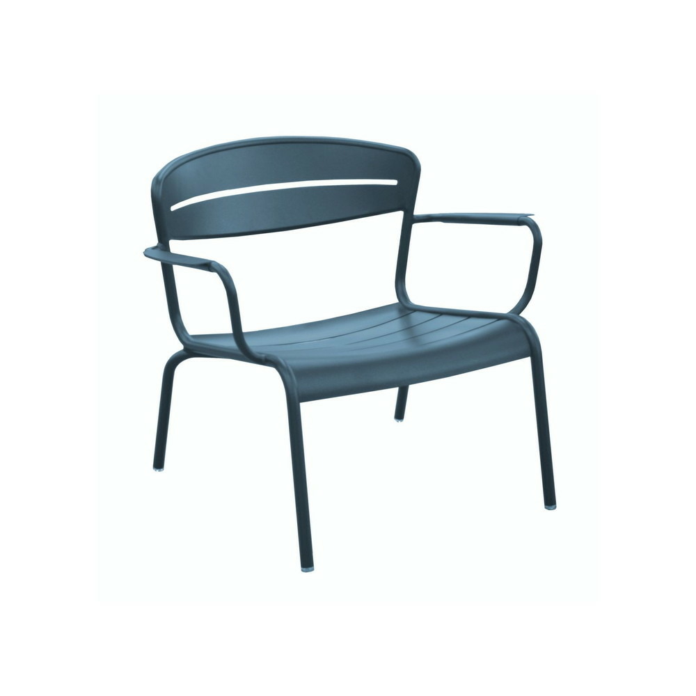 Lot de 2 fauteuils lounge haora bleu empilables - l. 71,5 x h.69,5 x p.68 - aluminium