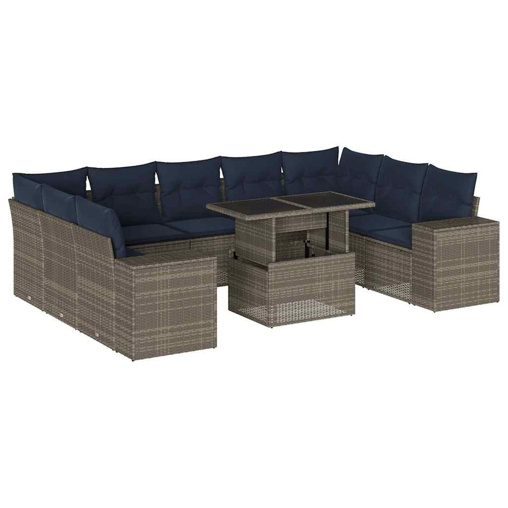Ensemble de canapé de jardin 10 pcs avec coussins gris