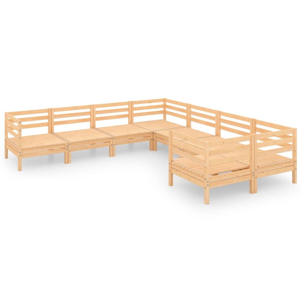 Salon de jardin 8 pcs bois de pin massif