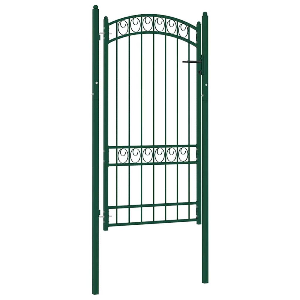 Portail de clôture emmen avec arc en haut, acier, 100 x 123,5 cm, vert