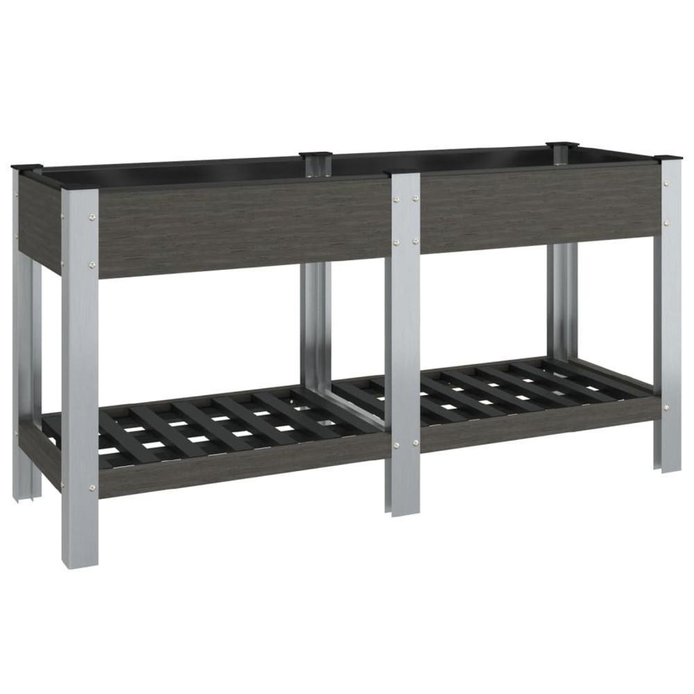 Lit surélevé de jardin avec étagère gris 175x50x75 cm wpc