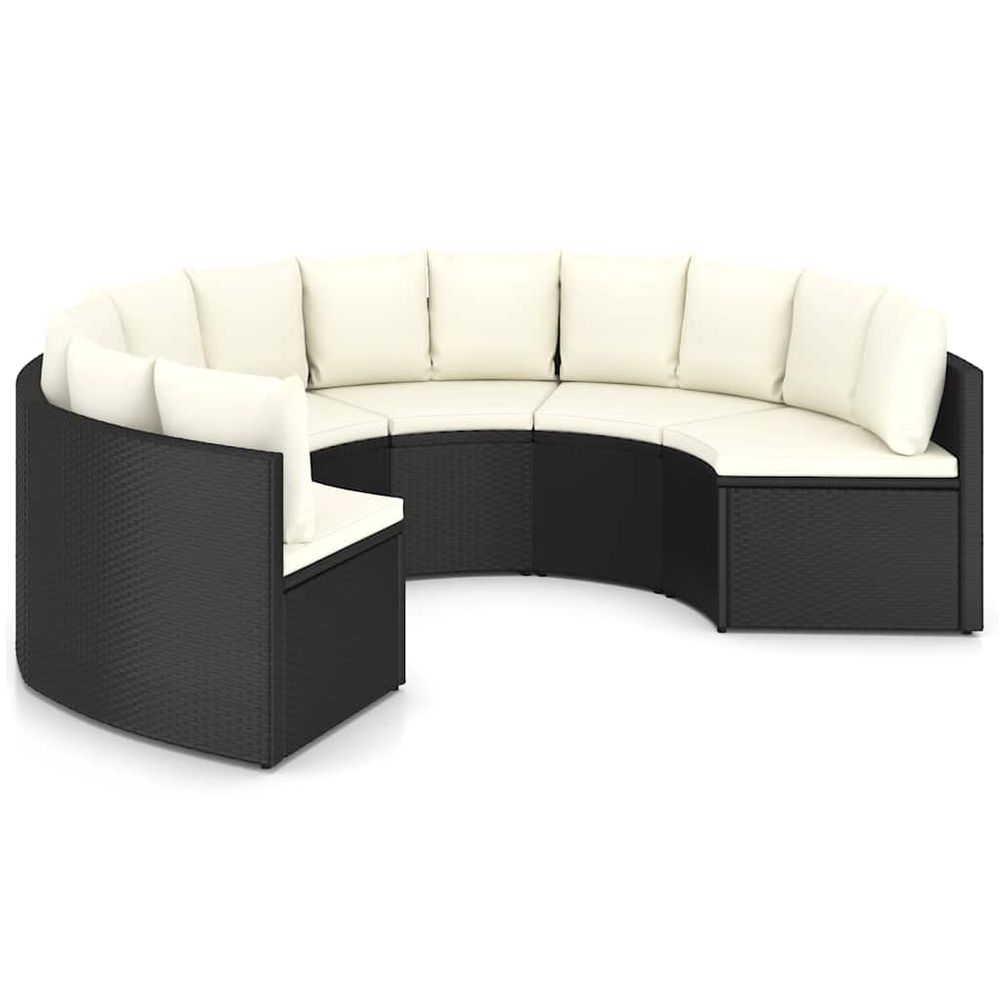 Salon de jardin 6 pcs avec coussins résine tressée noir
