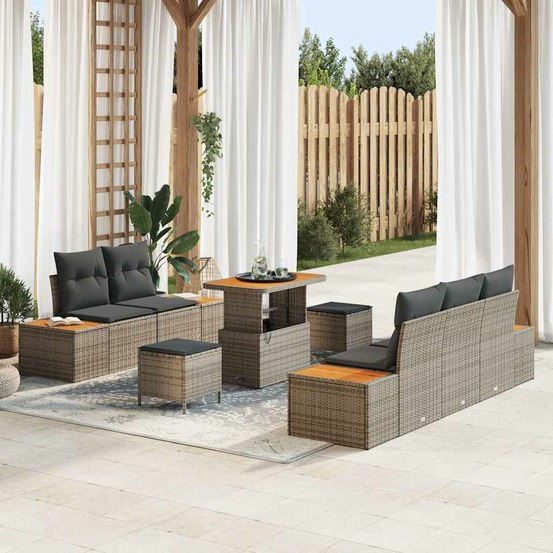 Ensemble de canapé de jardin 8 pcs gris polyrotin