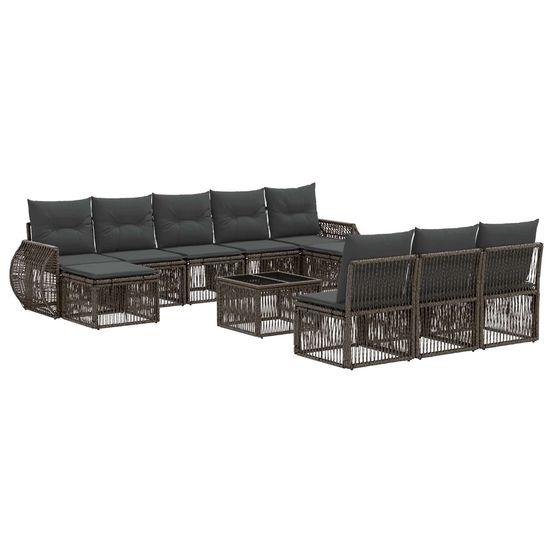 Ensemble de canapé de jardin 11 pc gris et gris foncé polyrotin
