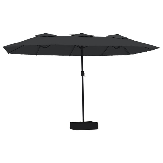 Parasol de jardin à double tête avec led noir 449x265 cm