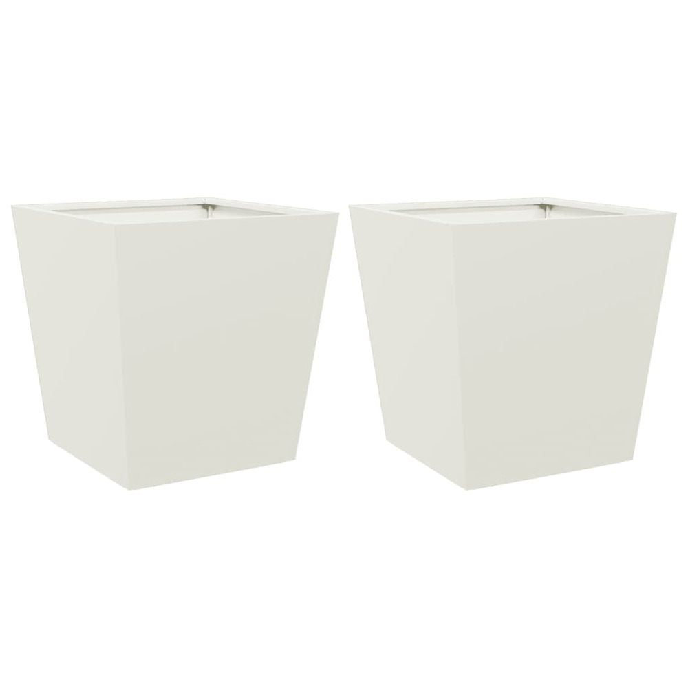 Jardinière d'extérieurs 2 pcs blanc 40x40x40 cm acier