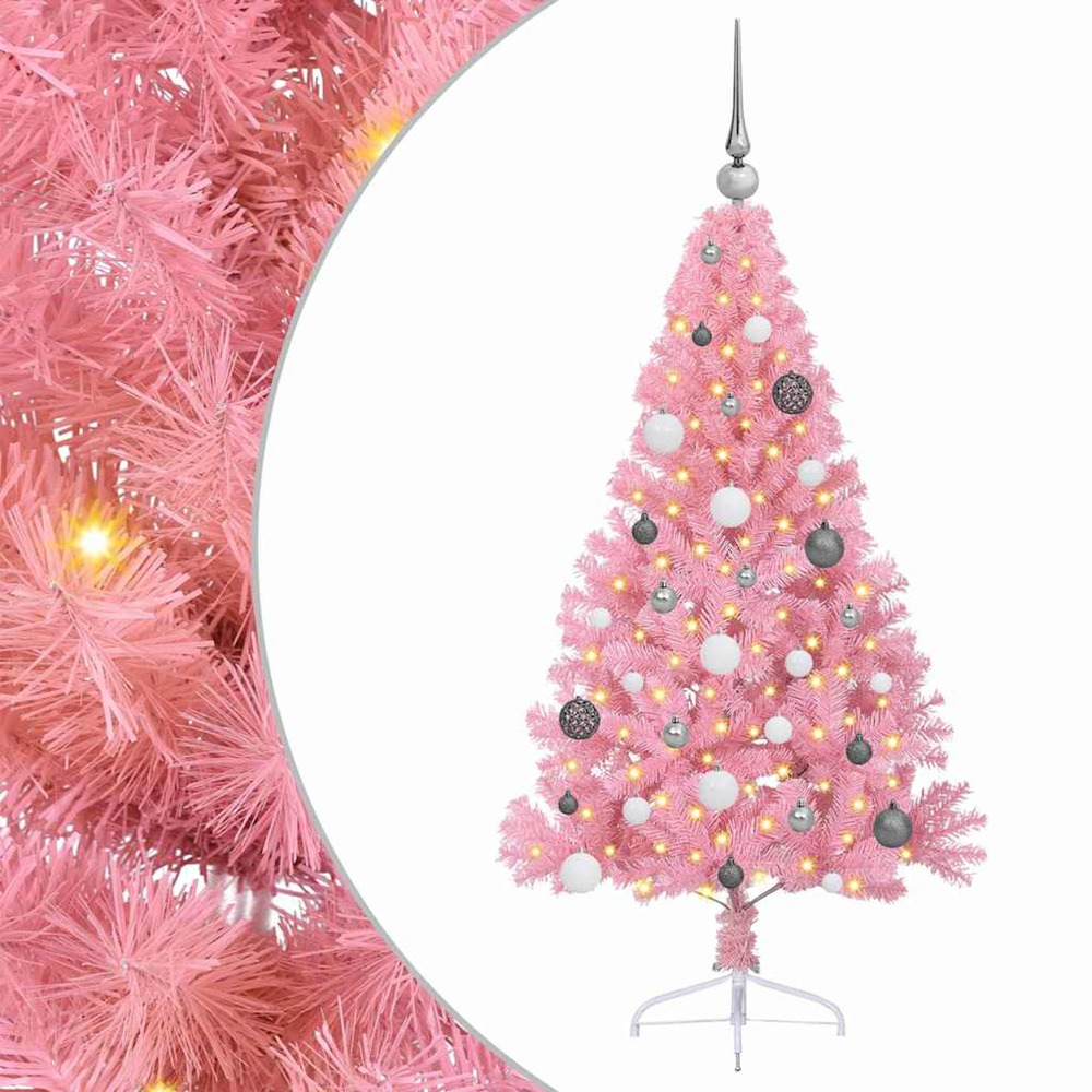Sapin de noël artificiel pré-éclairé rose 150 cm pvc