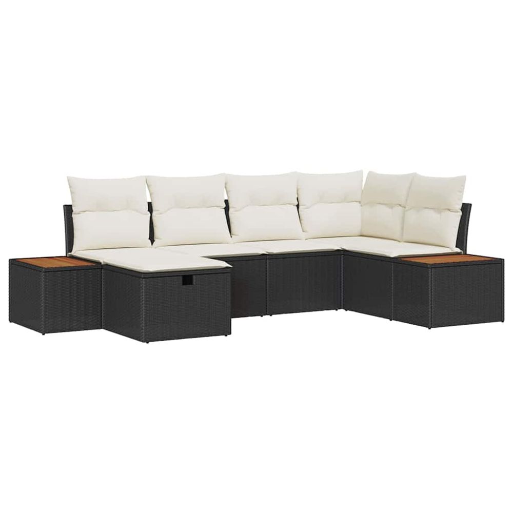 Ensemble de canapé de jardin noir polyrotin